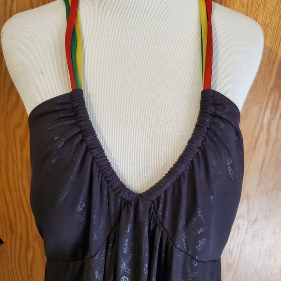 COOGI black rasta strappy maxi dress allover logo print stretch polyeste… - Picture 4 of 13